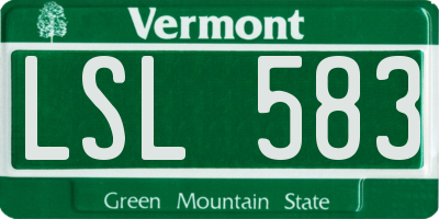 VT license plate LSL583
