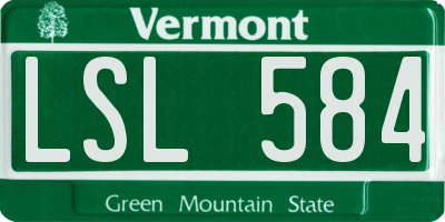 VT license plate LSL584