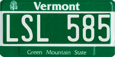 VT license plate LSL585