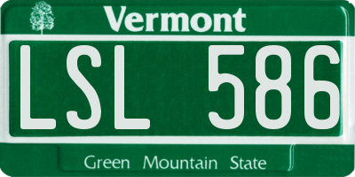 VT license plate LSL586