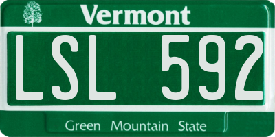 VT license plate LSL592