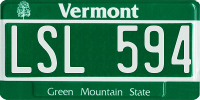 VT license plate LSL594