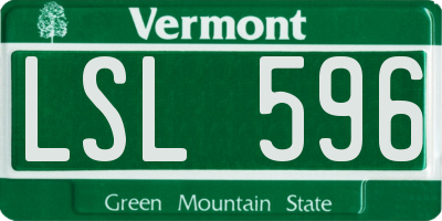 VT license plate LSL596