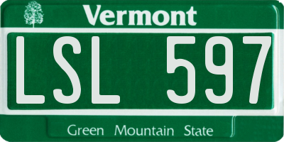 VT license plate LSL597