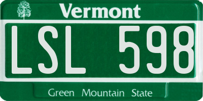 VT license plate LSL598