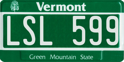 VT license plate LSL599