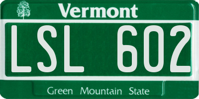 VT license plate LSL602