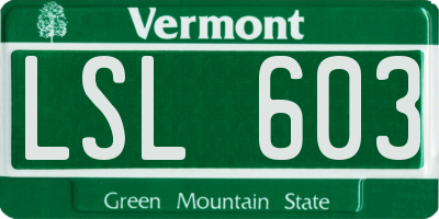 VT license plate LSL603