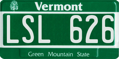 VT license plate LSL626