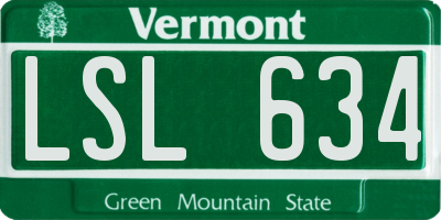 VT license plate LSL634