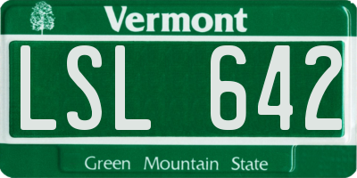 VT license plate LSL642