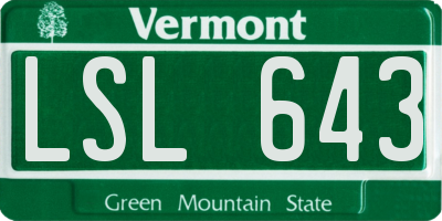 VT license plate LSL643