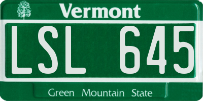 VT license plate LSL645