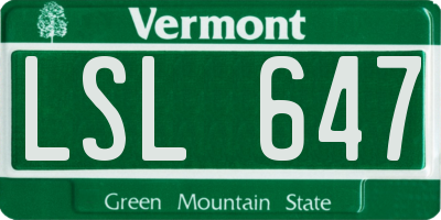 VT license plate LSL647