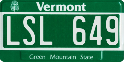 VT license plate LSL649