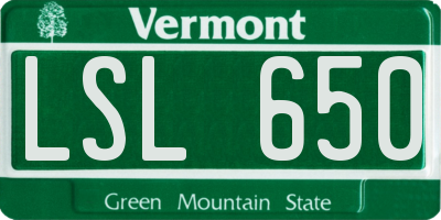 VT license plate LSL650
