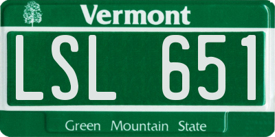 VT license plate LSL651