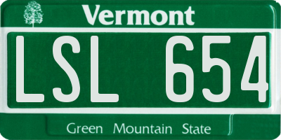 VT license plate LSL654