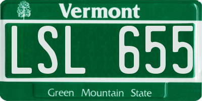 VT license plate LSL655