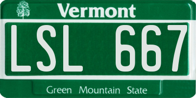 VT license plate LSL667
