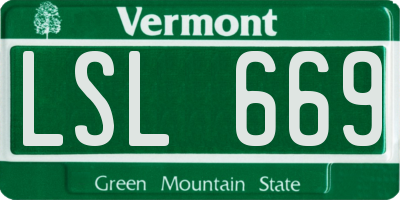VT license plate LSL669