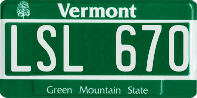 VT license plate LSL670