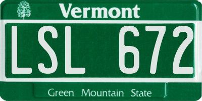 VT license plate LSL672