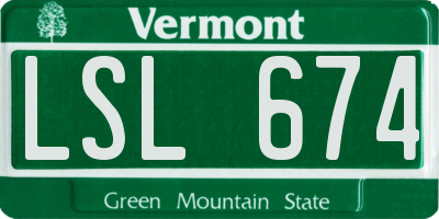 VT license plate LSL674