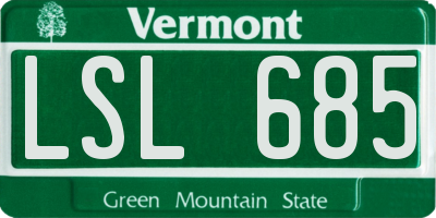 VT license plate LSL685