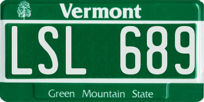 VT license plate LSL689
