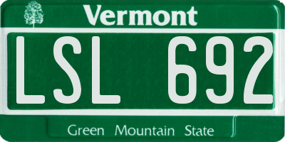 VT license plate LSL692