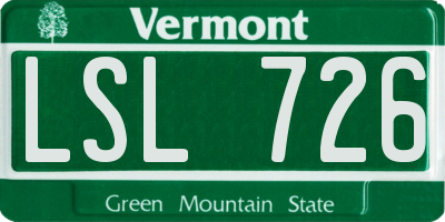 VT license plate LSL726