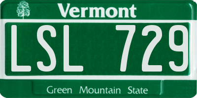 VT license plate LSL729