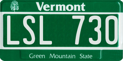 VT license plate LSL730