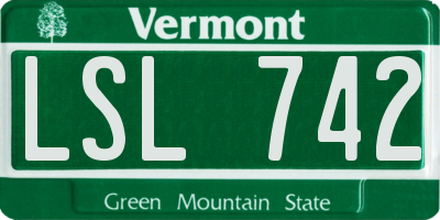 VT license plate LSL742