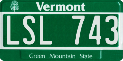 VT license plate LSL743