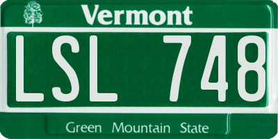 VT license plate LSL748