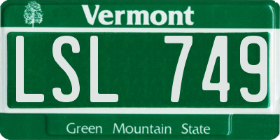 VT license plate LSL749