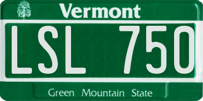 VT license plate LSL750