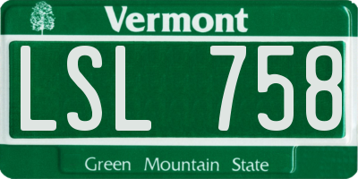 VT license plate LSL758