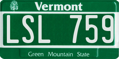 VT license plate LSL759