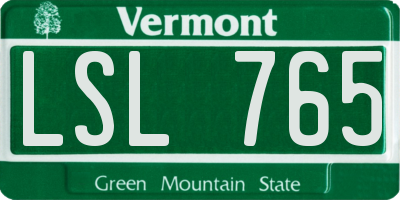 VT license plate LSL765