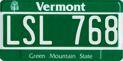 VT license plate LSL768