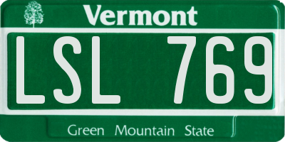 VT license plate LSL769