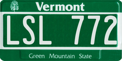 VT license plate LSL772
