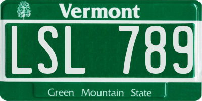 VT license plate LSL789