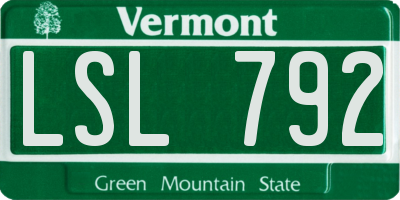 VT license plate LSL792