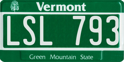 VT license plate LSL793