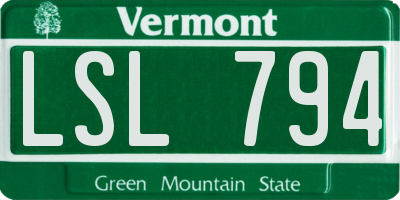 VT license plate LSL794