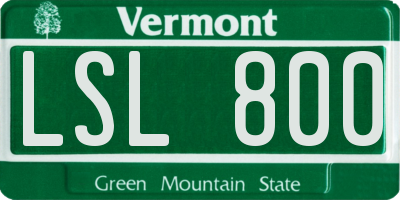VT license plate LSL800